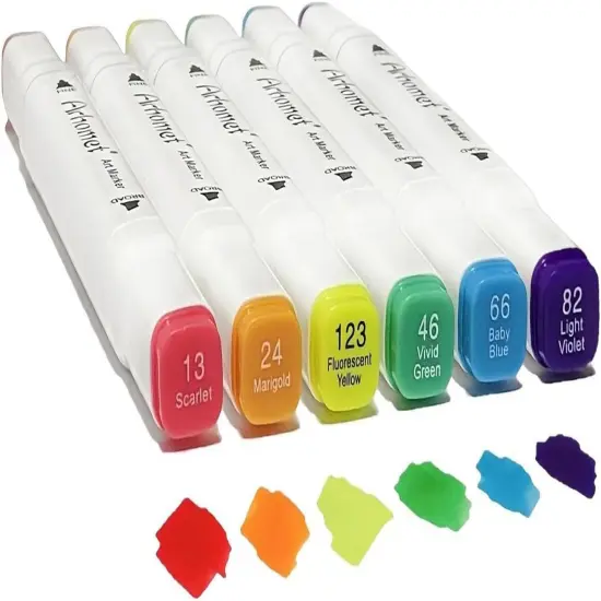 6pcs Multicolor Alcohol Markers Under {1}