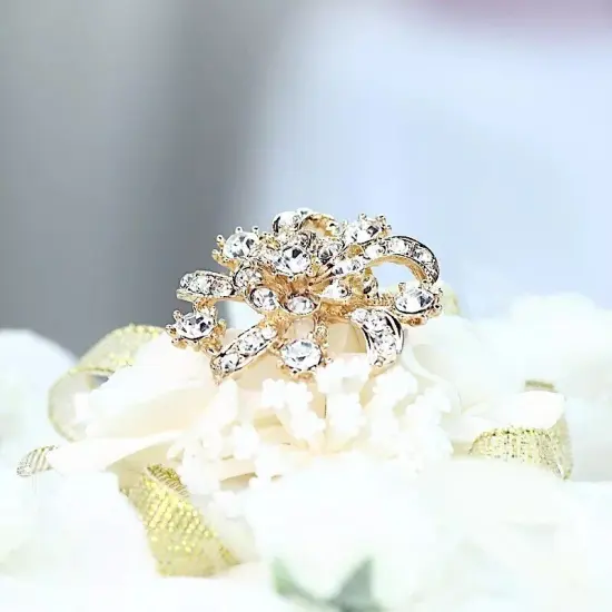 20 pcs Gold Metal Assorted Brooches Floral Pins Rhinestones Wedding Decorations {3}