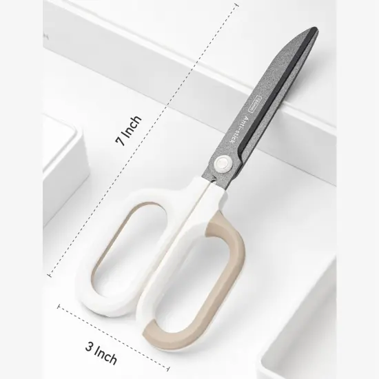 Titanium Non-Stick Scissors, Professional Stainless Steel Comfort Grip, All-Purpose, Straight Office Craft Scissors for DIY art and craft White {2}