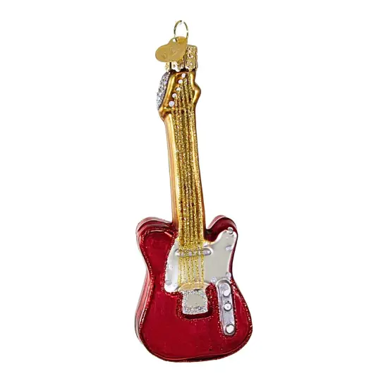 Old World Christmas 4.75 In Red Electric Guitar Christmas Tree Ornament , Christmas Decor Music Gibson Fender Instrument {1}