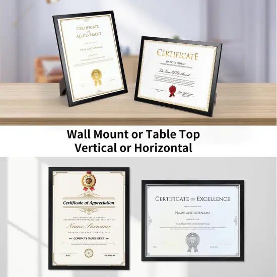 Giftgarden 8.5x11 Picture Frame Black, Certificate Award Document Diploma 8.5 by 11 Thin Frame for Wall Tabletop Display, Single {6}
