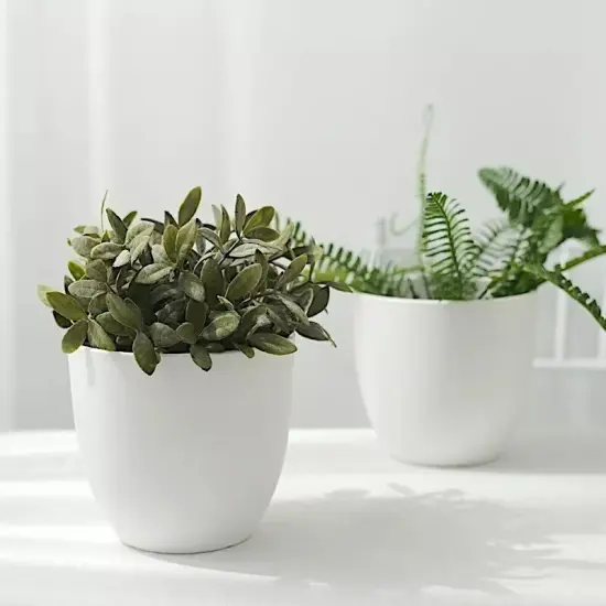 2 White 5.5" Plastic Succulent Planters Indoor Flower PLANT POTS Party Events {4}