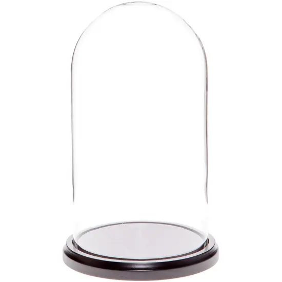 Plymor 5.5" x 10" Glass Display Dome Cloche Black Wood {1}