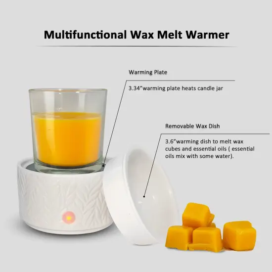 Wax Melt Warmer for Scented Wax Melts 3-in-1 Electric Ceramic Candle Wax Warmer Burner Fragrance Wax Melter for Home Office Bedroom Gift & Decor (Leaf) {2}