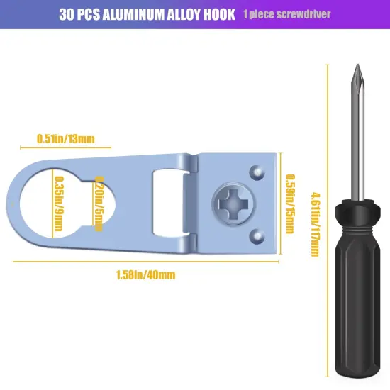 30 Sets of Metal Frame D-Ring Picture Hangers with Screws and Screwdrivers - for Open-Type Frame Channels Will Not Damage Photo Frames {4}