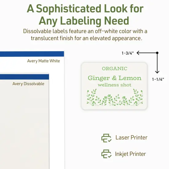 Avery Dissolvable Labels, 1.25" x 1.75" Rectangle {10}