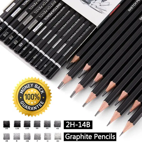 Professional Drawing Sketching Pencil Set - 12 Pieces Graphite Pencils(14B - 2H), Ideal for Drawing Art, Sketching, Shading, Artist Pencils for Beginners & Pro Artis {3}