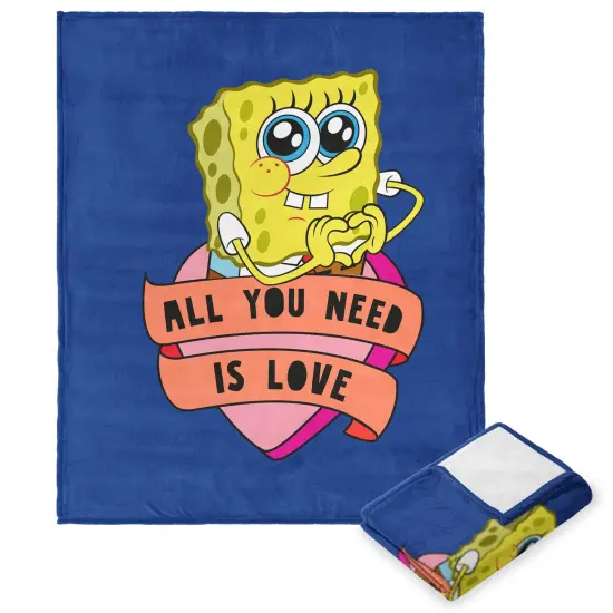 Nickelodeon Spongebob Squarepants Valentine's Day Silk Touch Throw Blanket Hearty Sponge {1}