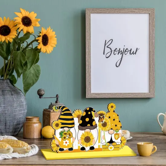 6 Pcs Sunflower Summer Decor Sunflower Wooden Table Centerpiece {4}