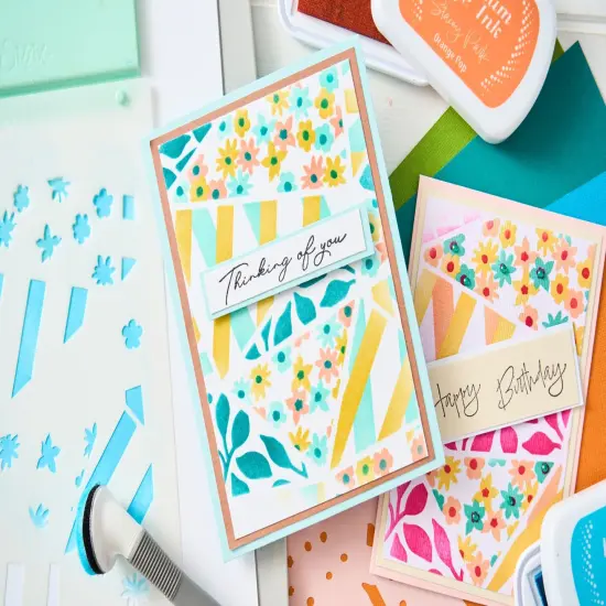 Sizzix A6 Stencil By Stacey Park 4/Pkg-Fragmented Floral #2 {7}