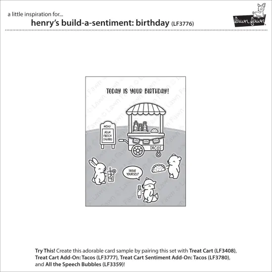 Lawn Fawn Clear Stamps 4"X6"-Henry's Build-A-Sentiment: Birthday {5}