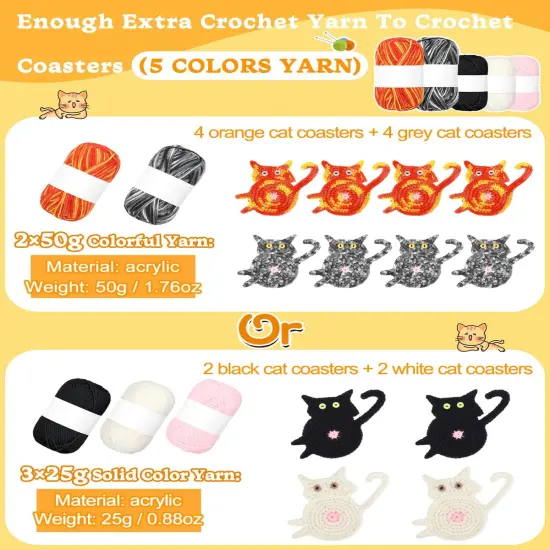 Cat Coasters Crochet Kit {4}
