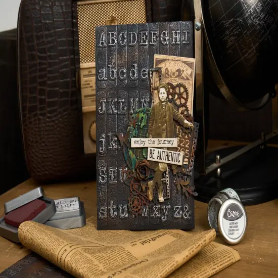 Sizzix 3D Texture Fades Embossing Folder A5 by Tim Holtz-Typewriter {5}