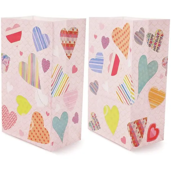Juvale 36 Pack Valentine Paper Bags for Kids, Small Heart Party Favor Bags for Valentine&rsquo;s Day Goodies, Events and Kids Class, Party Supplies (5.1 x 8.7 Inches) Multicolor {6}