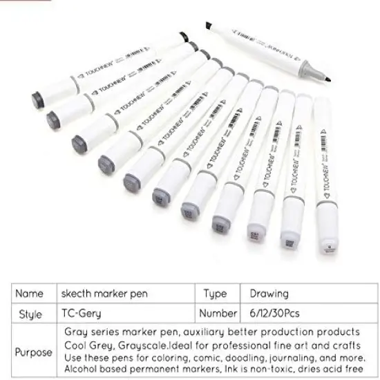 12 Alcohol Markers Based Ink Neutral Gray {2}