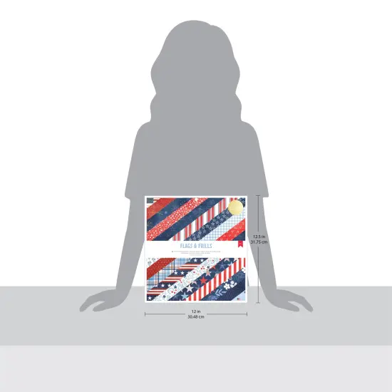 American Crafts Double-Sided Paper Pad 12"x12" 24/Pkg-Gold Foil, Flags And Frills {5}