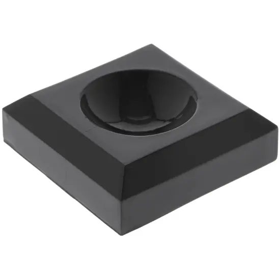 Plymor Black Acrylic Square Display Base with Indented Circle to Hold Egg, Marble, Ball or Sphere, 1.5" W x 1.5" D x 0.5" H (0.875" Circle) {2}