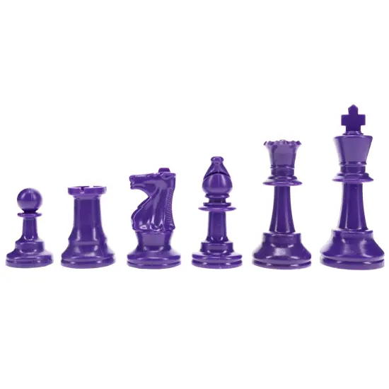 WE Games Color Bright Plastic Staunton Tournament Chess Pieces with 3.75 in. King - Half Chess Set of Chess Pieces Only, Purple {1}