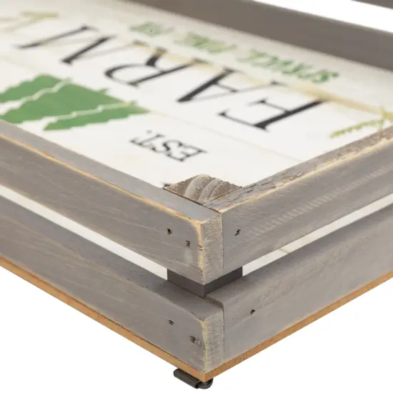 Northlight Set of 2 Gray and White Farm Fresh Christmas Trees Wooden Tray Hanging Signs 21" {7}