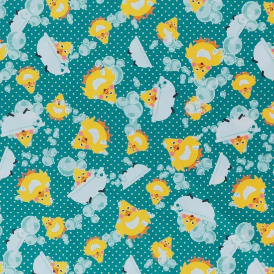 Mook Fabrics Bath Time Printed PUL Fabric [60 in. Wide] - By The Yard Teal {1}