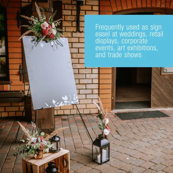 63" High Metal Folding Display Easel (2 Pack) - Adjustable Height, Instantly Collapses, Holds 5 lbs - Portable Art Easel Stand - For Sign, Poster, Canvas, Painting, Picture Display {6}