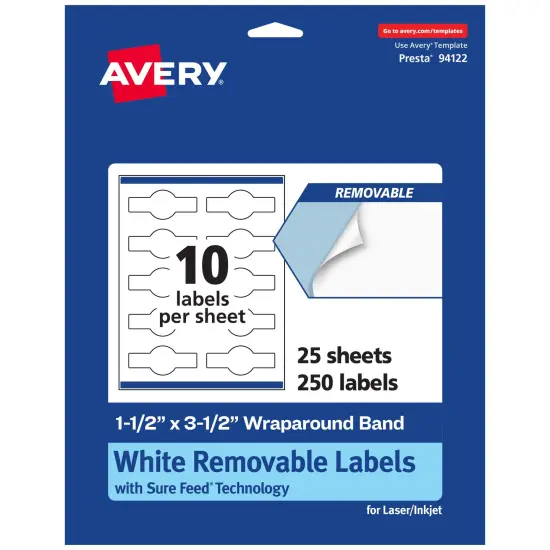 Avery Matte White Removable Wraparound Labels with Sure Feed Technology, Print-to-the-Edge, 1.5" x 3.5" {7}