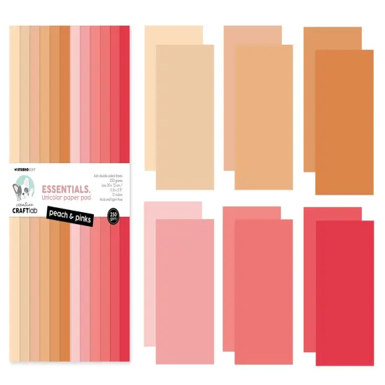 Studio Light Essentials Unicolor Paper Pad 11.81"X5.9" -Nr. 292 Peach & Pinks {4}