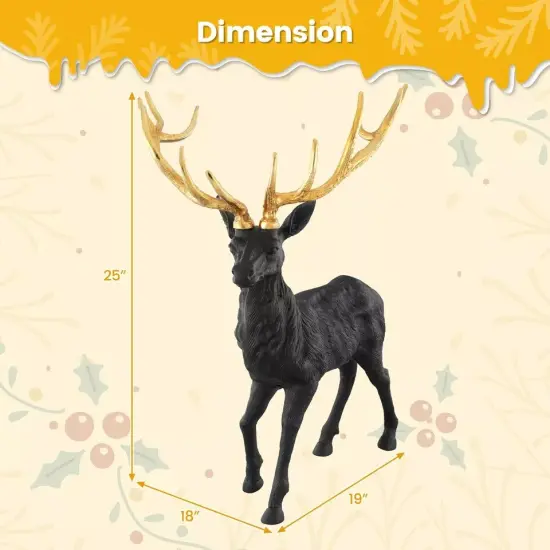 Standing Reindeer Statue Aluminum Sculpture Christmas Decor 19" x 18" x 25" {3}