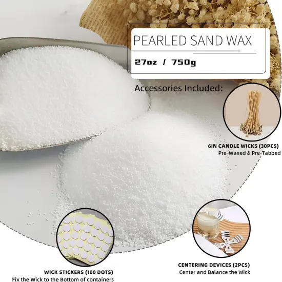 26Oz / 750g Refillable Beaded Wax Sand with 30 wicks and 2 pcs Centering Devices {3}