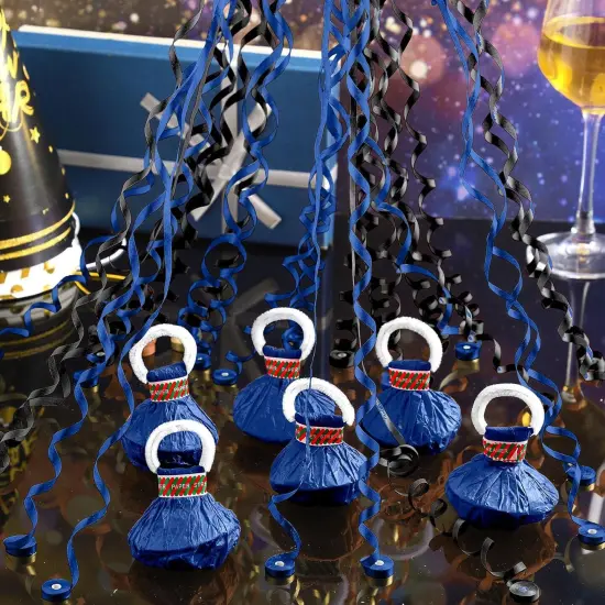 50 Pcs Graduation No Mess Confetti Popper Hand Throw Streamer Popper Bulk Colorful Party Confetti for 2025 Congrats Grad Birthday Wedding Party Celebration Supplies(Black, Blue) {4}