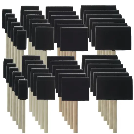 School Smart Wedge Foam Paint Brushes, Assorted Sizes, Pack of 48 {5}