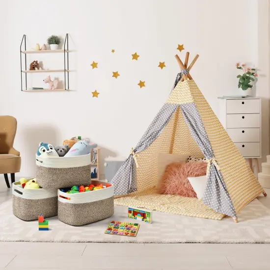 Storage Basket, Woven Baskets for Storage, Cotton Rope Baskets for Organizing {5}