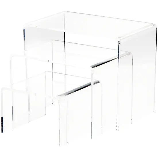 Plymor Clear Acrylic Rectangular Display Risers, 6" Deep Assortment, Set of 3 (1/4" thick) {2}
