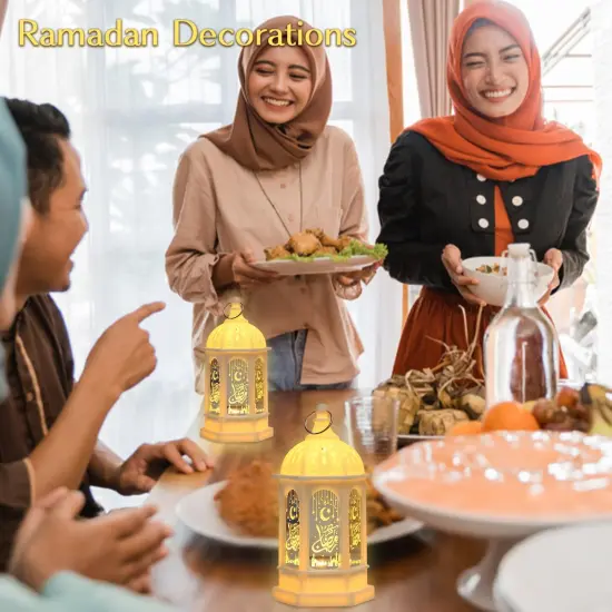 Ramadan Lantern Lights 2 Pack, Ramadan Decorations, Eid Decorations for Home, Mini Ramadan Lights, Eid Mubarak Decorations, Ramadan Eid Gifts, Ramadan Decorations for Home Party Table Windows {4}