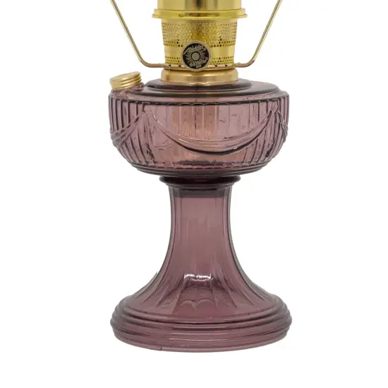 Aladdin Amethyst Lincoln Drape Table Oil Lamp with Rose Shade and Brass Trim, Classic Vintage Design and Bright Illumination {1}