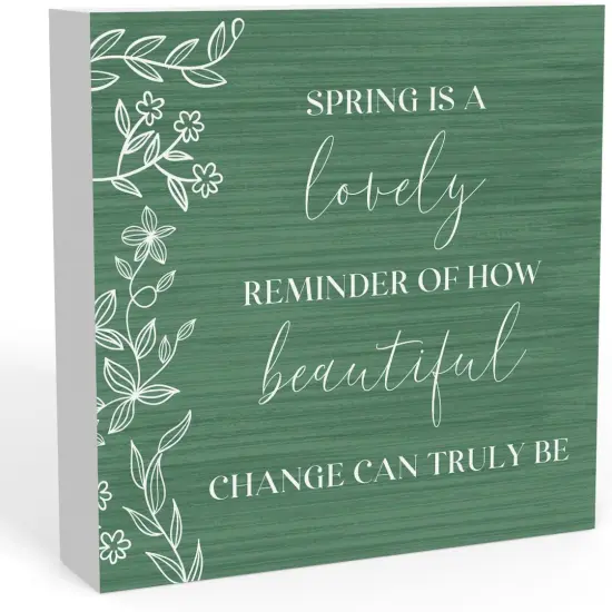 Rustic Farmhouse Spring Flowers Table Decor Country Home Office Desk Decor Spring Is A Lovely Reminder Sign Cubicle Shelf Tiered Tray Decor Gifts for Women 5 X 5 Inch {1}