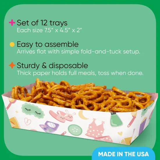 Big Dot of Happiness Pajama Slumber Party Paper Food Trays, Disposable Double-Sided Paper Food Holders for Nachos, Hot Dogs, French Fries - 12 Ct {4}