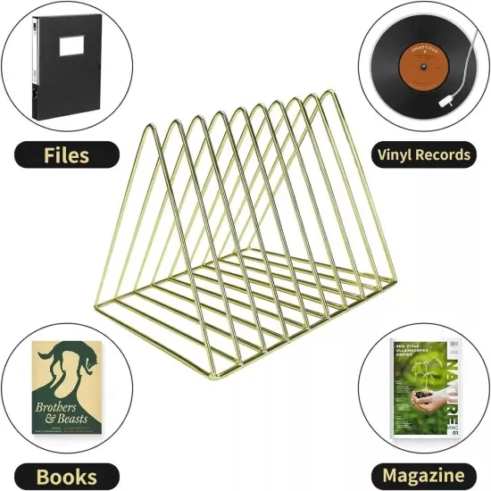 2 Pc Magazine Holders,Vinyl Record Holder,9 Slots File Folder for Desk,Bookshelf {4}