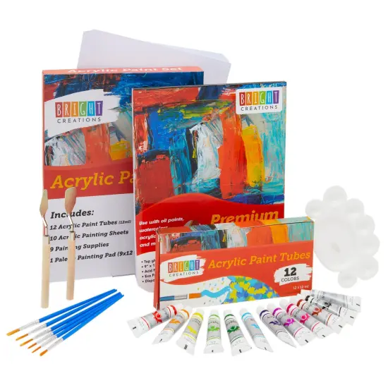 DIY Acrylic Paint Set with Palette Pad, Paints, Brushes, Art Knives (32 Pieces) {1}