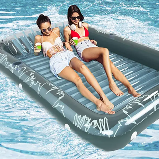 Giant Inflatable Pool Float for Extra Comfort | 80"L x 58"W x 9"H | Green {3}