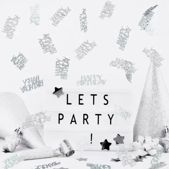 Glitter Silver Happy Birthday Confetti, Birthday Party Table Decorations, Happy Birthday Paper Confetti, Sprinkling Table Scatter for Women Men Boys Girls Birthday Party {3}