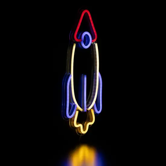 Northlight LED Rocketship Neon Lighted Wall Art - 16.25" Blue {5}