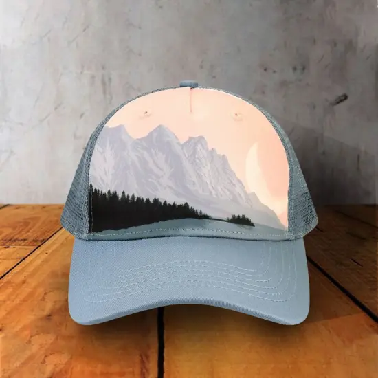1 Count Scenic Trucker Cap Five Panel Low Profile with Recycled Pre Curved Bill Ranges Grey {6}