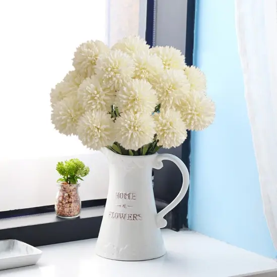 Summer Bouquet Artificial Flowers Fake 12 Pcs Chrysanthemum Ball Bouquet Flowers Silk Plastic Artificial Hydrangea Flower {3}
