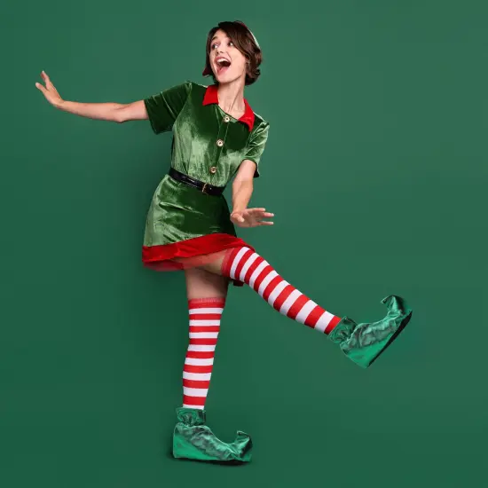 Women's Deluxe Costume Cloth Elf Shoes {7}