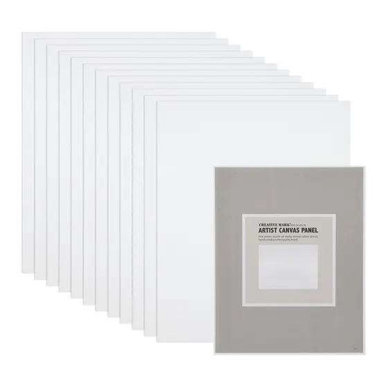 Creative Mark Cotton Canvas Panels Packs of 12 - Professional Quality Fine Weave Acrylic Primed Artist Canvas Boards for Painting, Acrylics, Studios, & More {1}