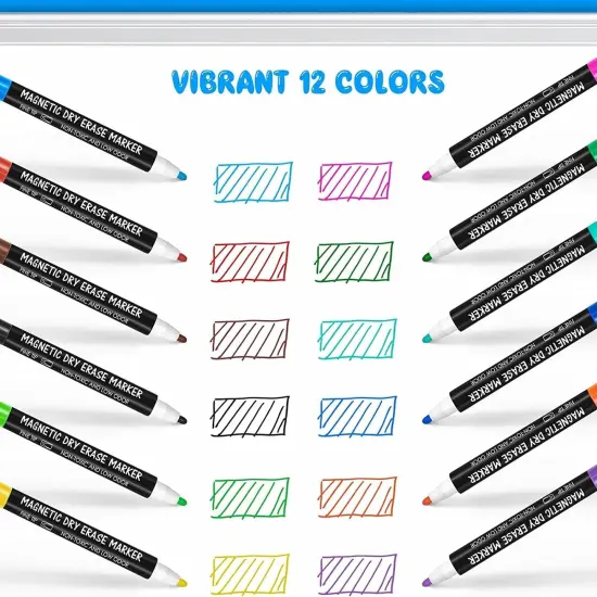 Magnetic Whiteboard Markers - 12 Count 12 Colors {5}
