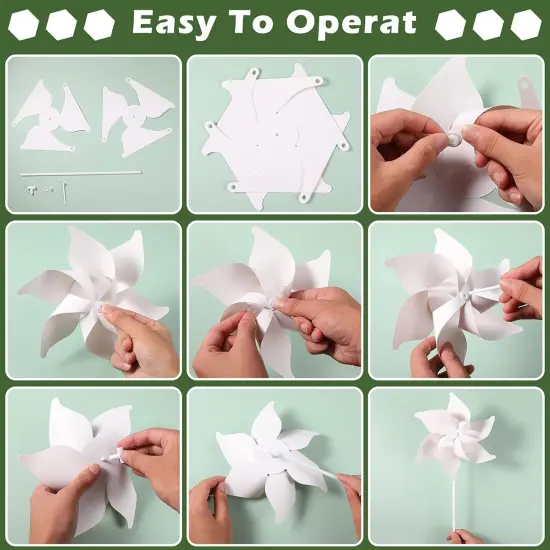 DIY Pinwheels Craft for Kids Blank White Color Your Own Pinwheels Paper Craft Kits for Boys Girls Summer Activities Art Daycare Project Party Favor, 15 Inches {4}