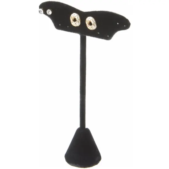 Plymor Black Velvet Fish Tail Style, Five Pair Earring Display Stand, 3.125" W x 1.25" D x 5.5" H {3}