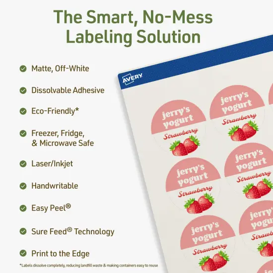 Avery Dissolvable Labels, 1-2/3" Diameter Round {8}
